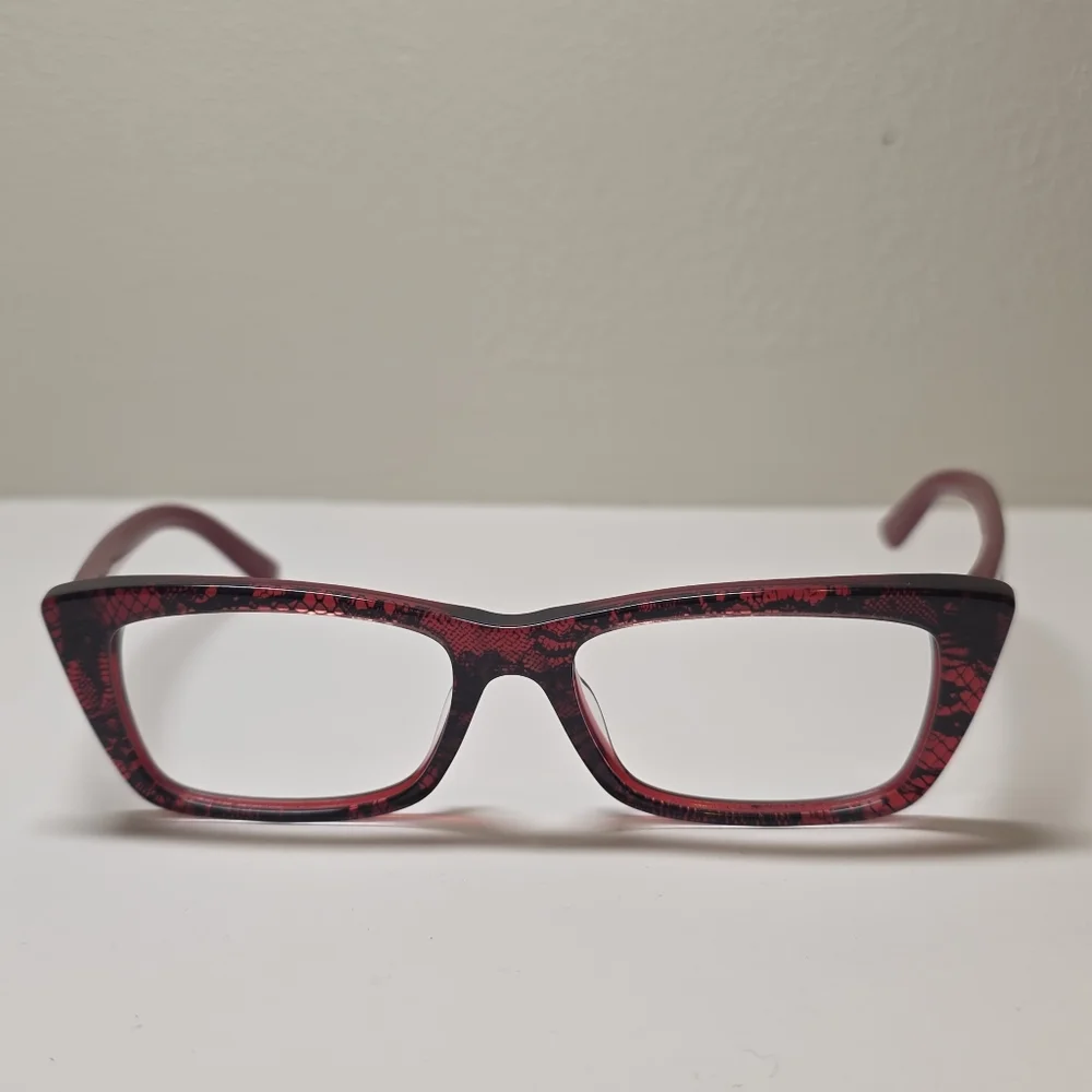 Authentic Fendi F1025 615 Red Black Lace Pattern Acetate Eyeglass Frames ITALY